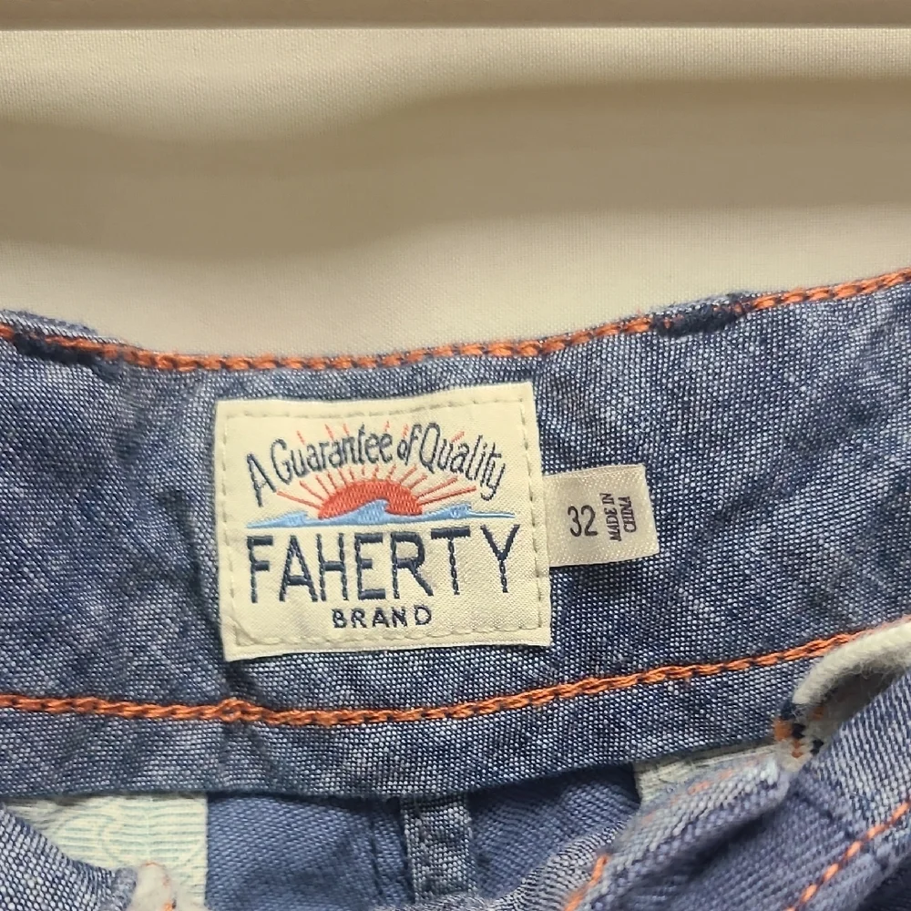 Faherty Tradewinds Linen Blend Shorts - Blue - Size 32